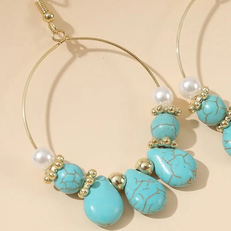 Turquoise Earrings Beaded Geometric-Jewearrings