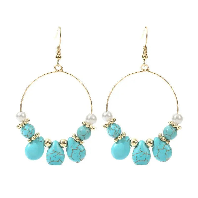 Turquoise Earrings Beaded Geometric-Jewearrings