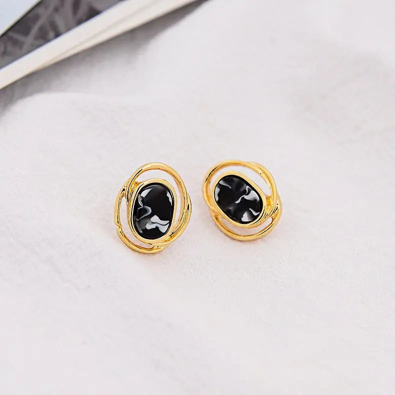 Turquoise Earrings Black Irregular Geometry Earrings-Jewearrings