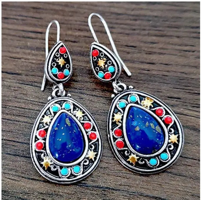 Turquoise Earrings Bohemia Clan Style-Jewearrings