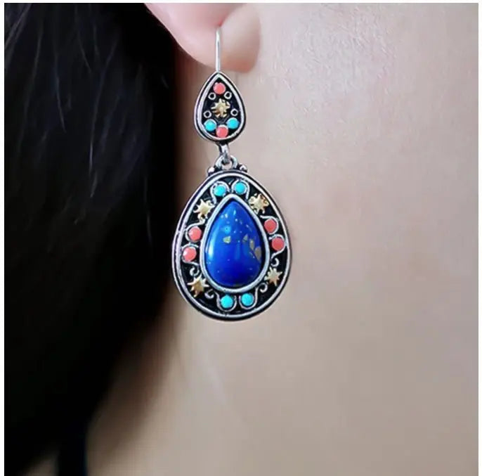 Turquoise Earrings Bohemia Clan Style-Jewearrings