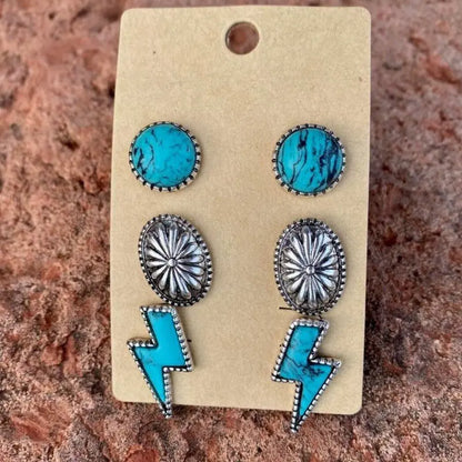 Turquoise Earrings Bohemian Alloy Stud Earrings-Jewearrings