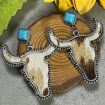 Turquoise Earrings Bohemian Horsehair-Jewearrings