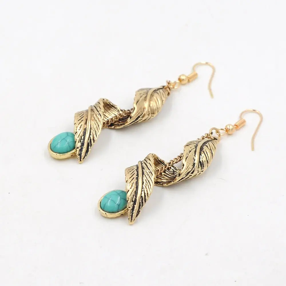 Turquoise Earrings Bohemian Tassel Earrings-Jewearrings