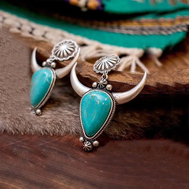 Turquoise Earrings - Boho Drop-Jewearrings