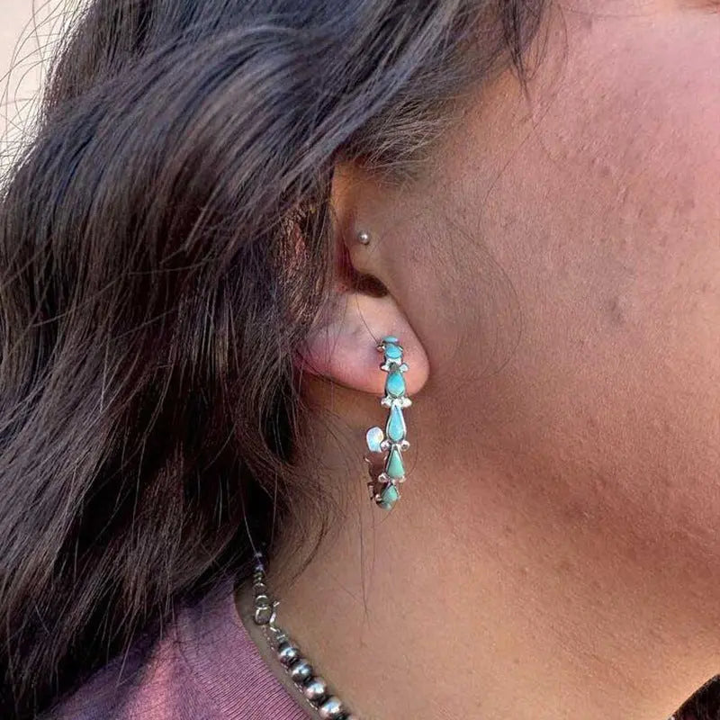 Turquoise Earrings C-Shaped Earrings-Jewearrings