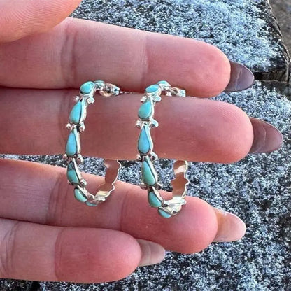 Turquoise Earrings C-Shaped Earrings-Jewearrings