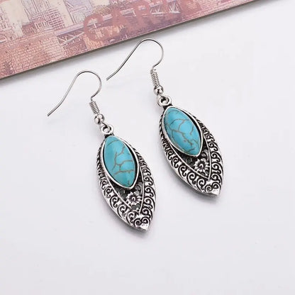 Turquoise Earrings: Carved Style-Jewearrings