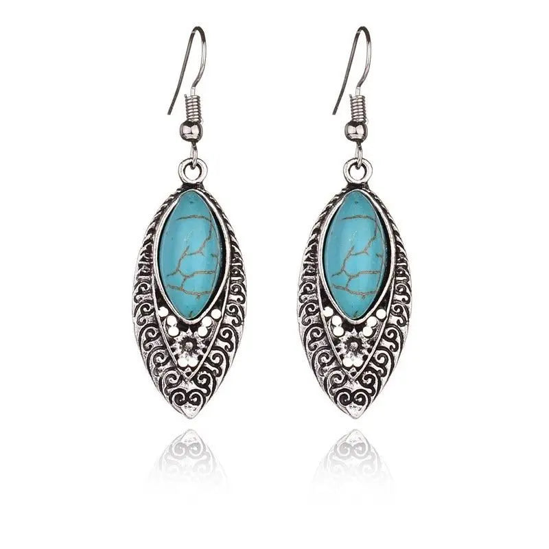 Turquoise Earrings: Carved Style-Jewearrings