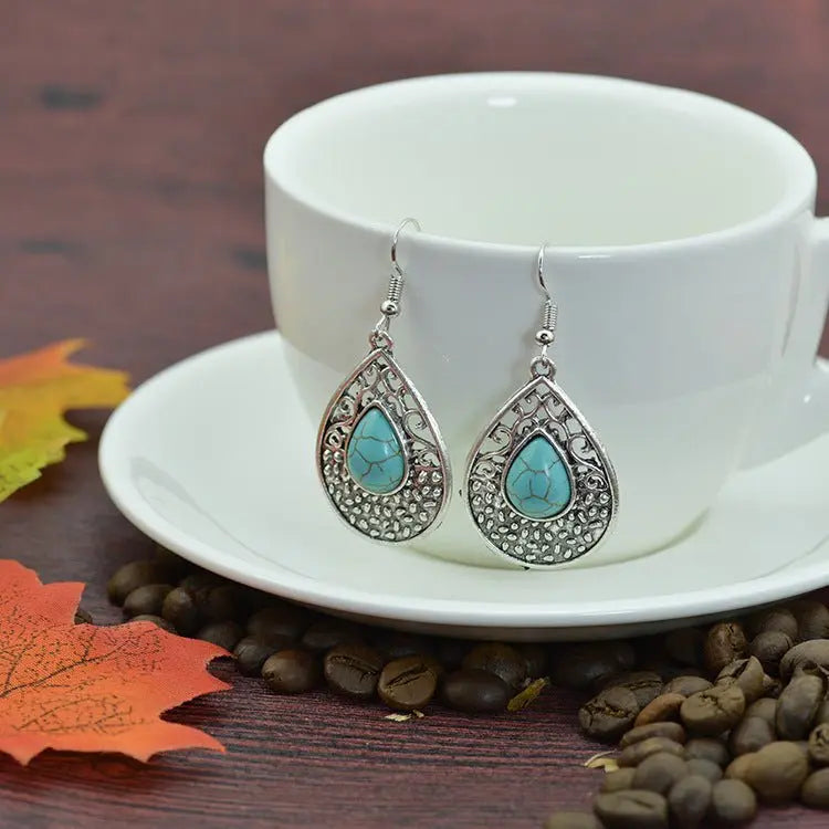 Turquoise Earrings Coastline Drops Earrings-Jewearrings