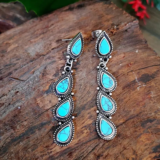 Turquoise Earrings Creative Tree Leaf-Jewearrings