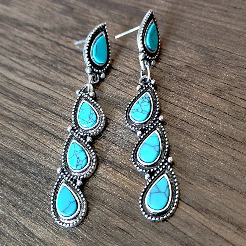 Turquoise Earrings Creative Tree Leaf-Jewearrings