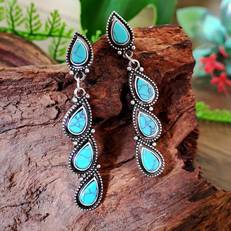 Turquoise Earrings Creative Tree Leaf-Jewearrings