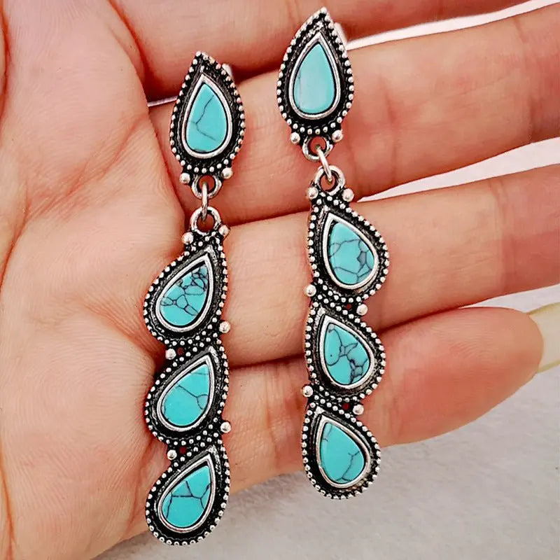 Turquoise Earrings Creative Tree Leaf-Jewearrings