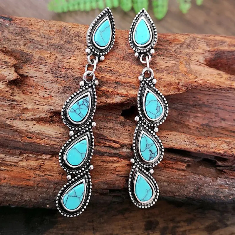 Turquoise Earrings Creative Tree Leaf-Jewearrings