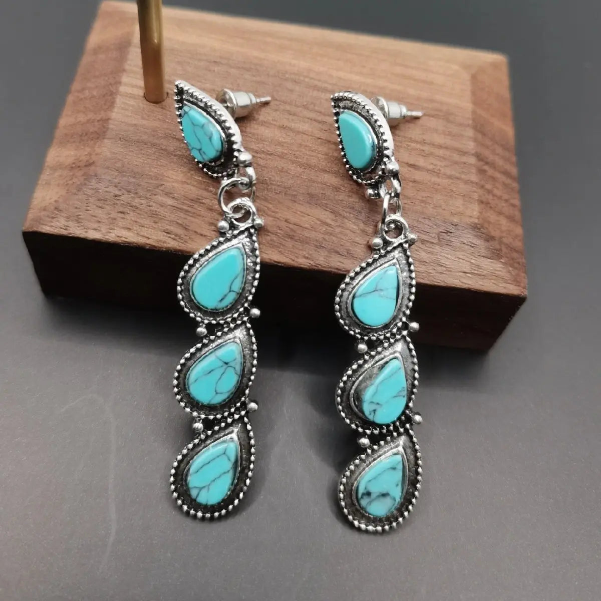 Turquoise Earrings Creative Tree Leaf Jewelry-Jewearrings