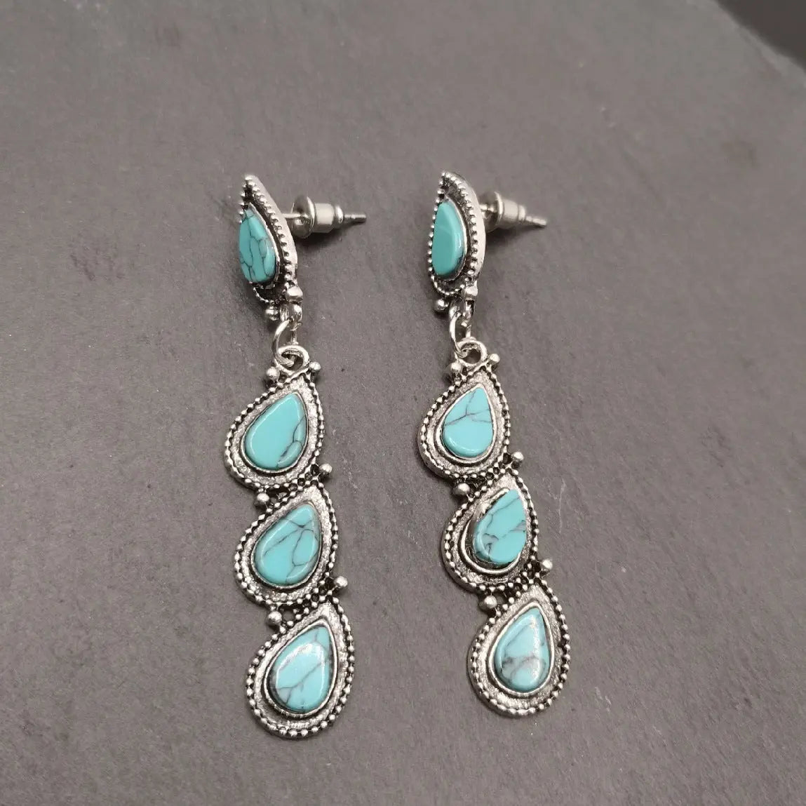 Turquoise Earrings Creative Tree Leaf Jewelry-Jewearrings