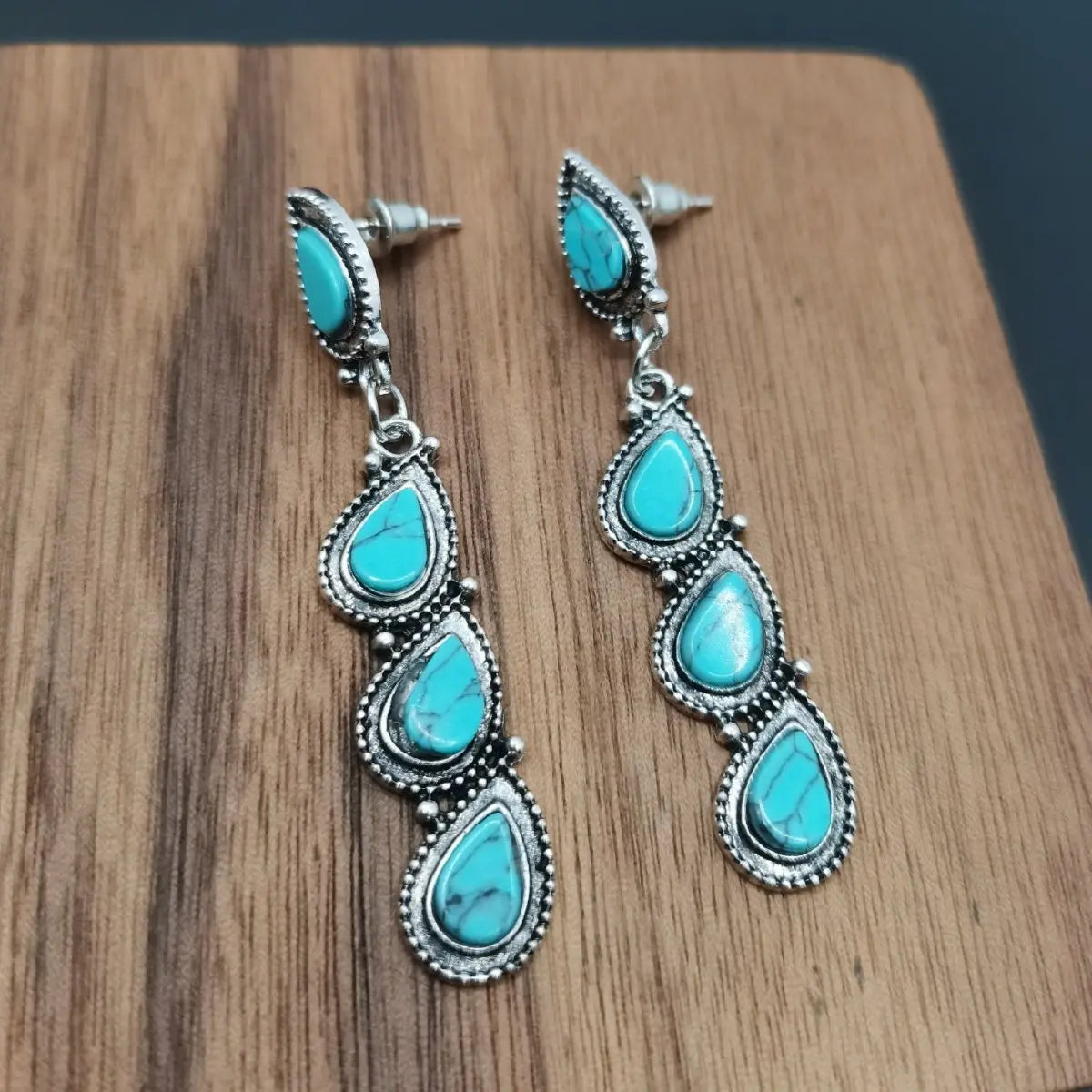 Turquoise Earrings Creative Tree Leaf Jewelry-Jewearrings