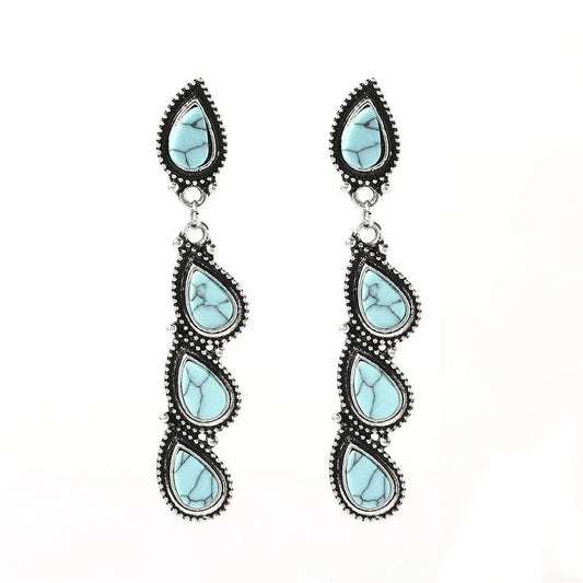 Turquoise Earrings Creative Tree Leaf Jewelry-Jewearrings