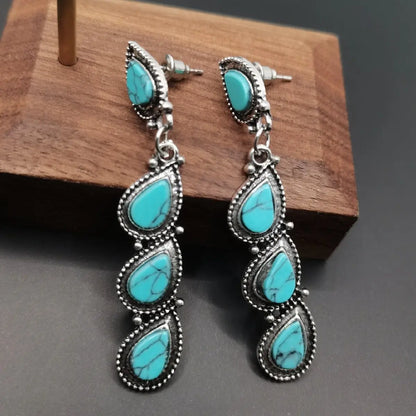 Turquoise Earrings Creative Tree Leaf Jewelry-Jewearrings