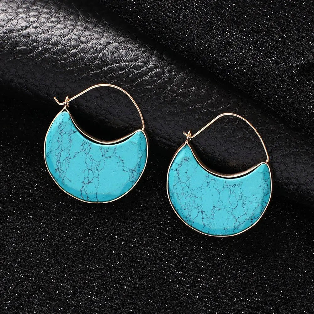 Turquoise Earrings Crescent Earrings-Jewearrings