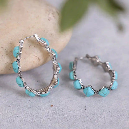 Turquoise Earrings Diamond U-Shape-Jewearrings