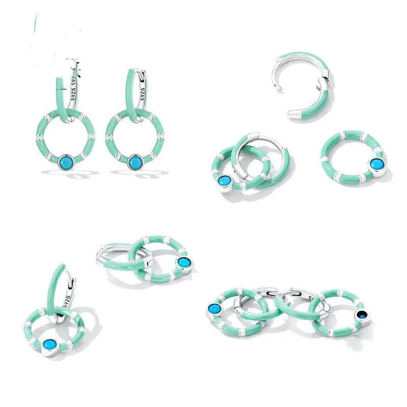 Turquoise Earrings - Double Hoop-Jewearrings