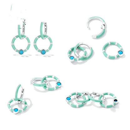 Turquoise Earrings - Double Hoop-Jewearrings