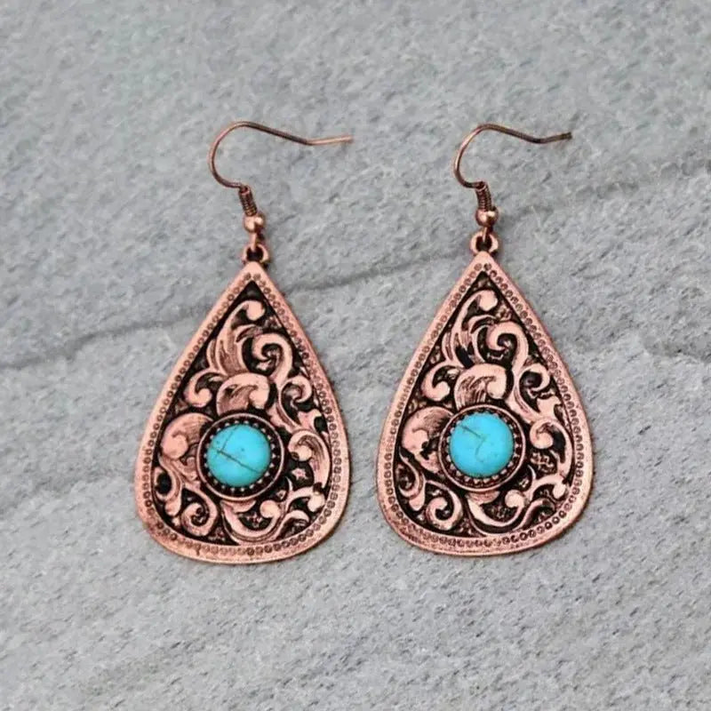 Turquoise Earrings Ethnic Drop-Jewearrings