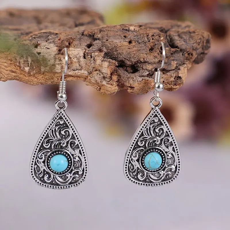 Turquoise Earrings Ethnic Drop-Jewearrings