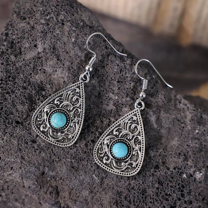 Turquoise Earrings Ethnic Drop-Jewearrings