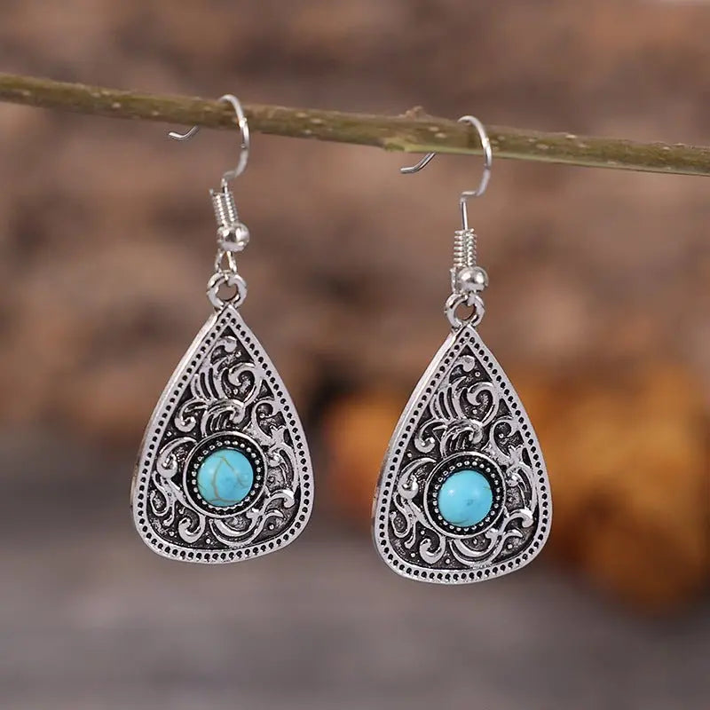 Turquoise Earrings Ethnic Drop-Jewearrings