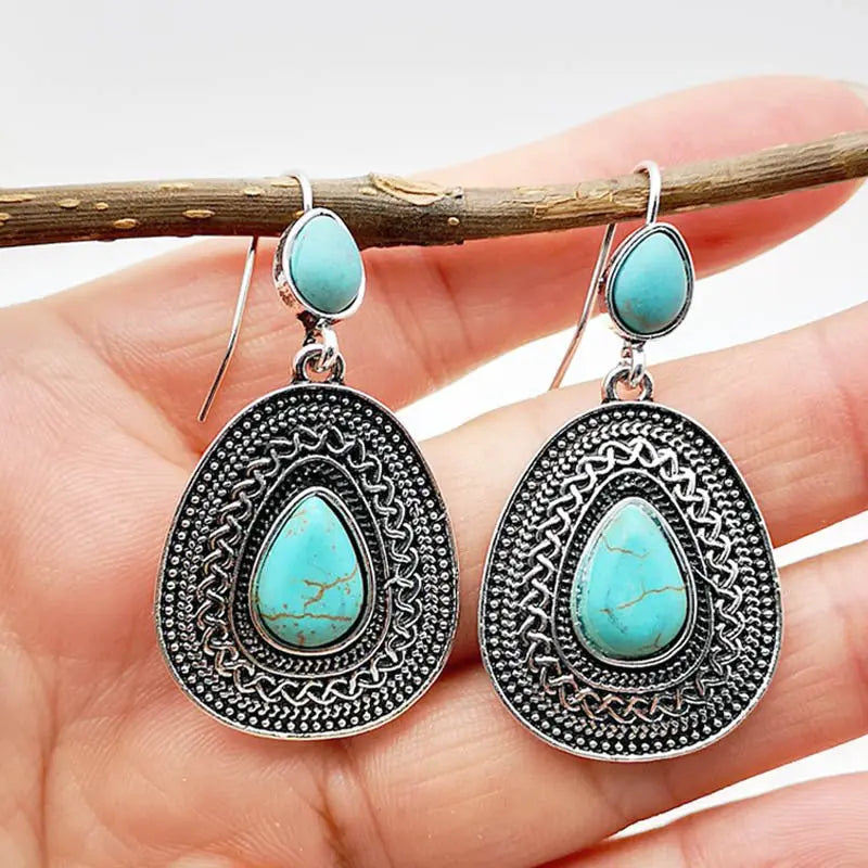 Turquoise Earrings Exaggerated Korean-Jewearrings