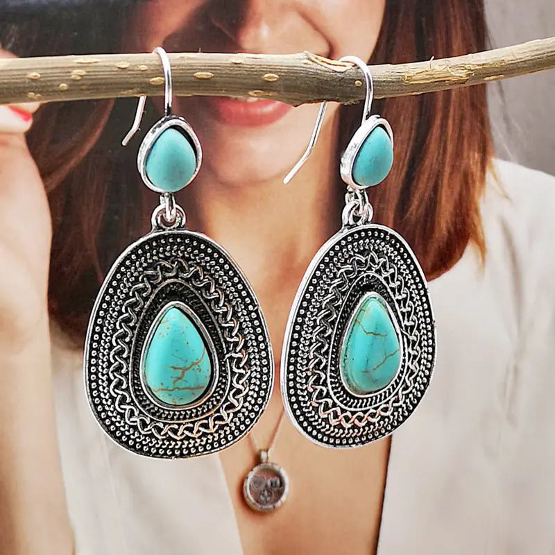 Turquoise Earrings Exaggerated Korean-Jewearrings