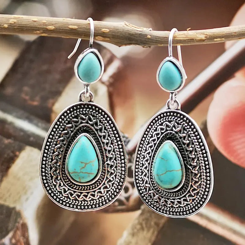 Turquoise Earrings Exaggerated Korean-Jewearrings