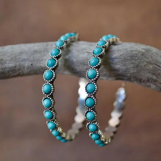 Turquoise Earrings Exaggerated Large Earrings-Jewearrings