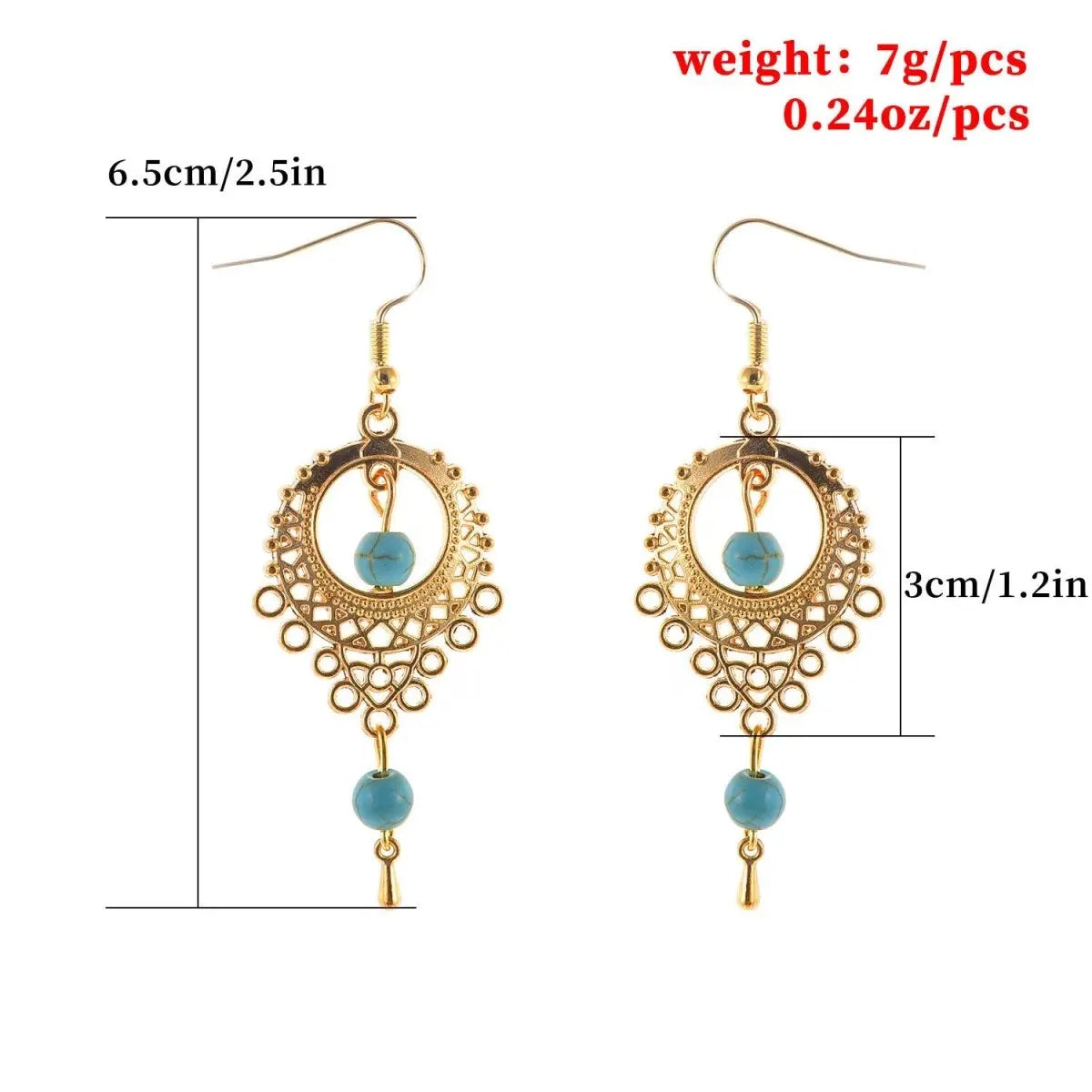 Turquoise Earrings Exquisite Hollow-Jewearrings