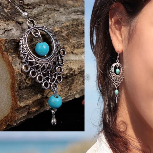 Turquoise Earrings Exquisite Hollow-Jewearrings