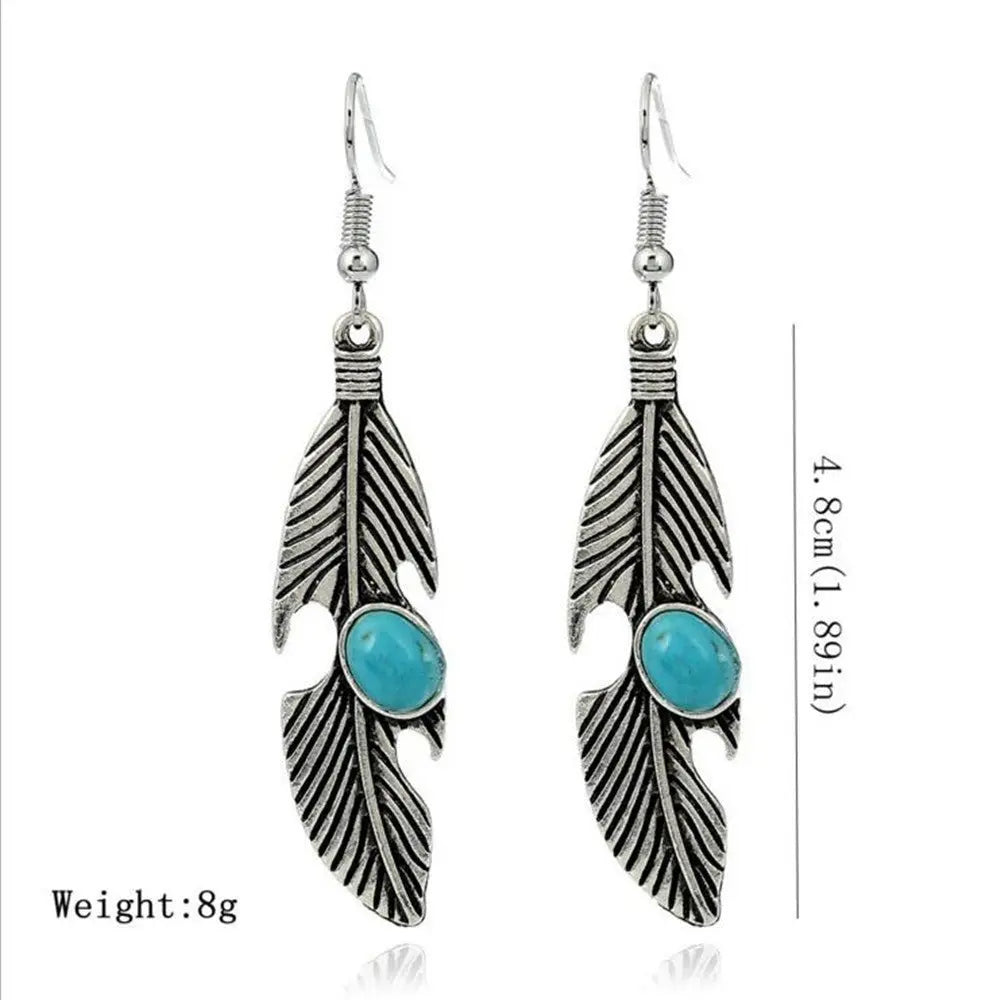 Turquoise Earrings: Feather Style-Jewearrings