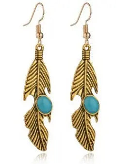 Turquoise Earrings: Feather Style-Jewearrings