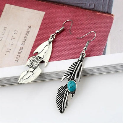 Turquoise Earrings: Feather Style-Jewearrings