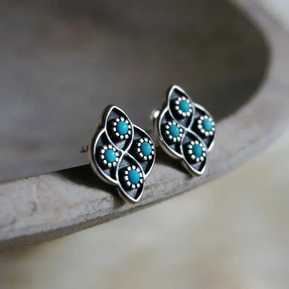 Turquoise Earrings Flower Earrings-Jewearrings