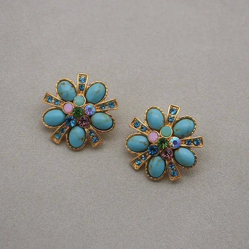 Turquoise Earrings: Flower Style-Jewearrings