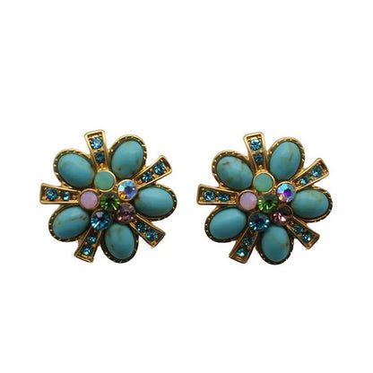 Turquoise Earrings: Flower Style-Jewearrings