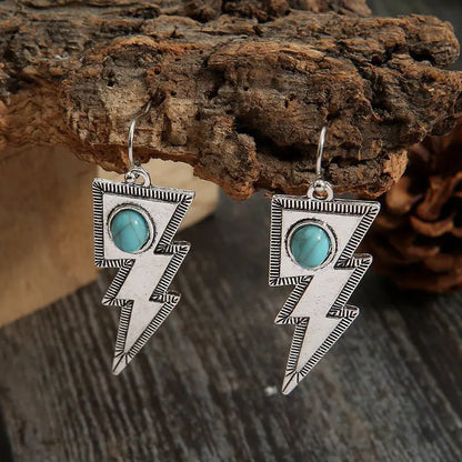 Turquoise Earrings Geometric Lightning-Jewearrings