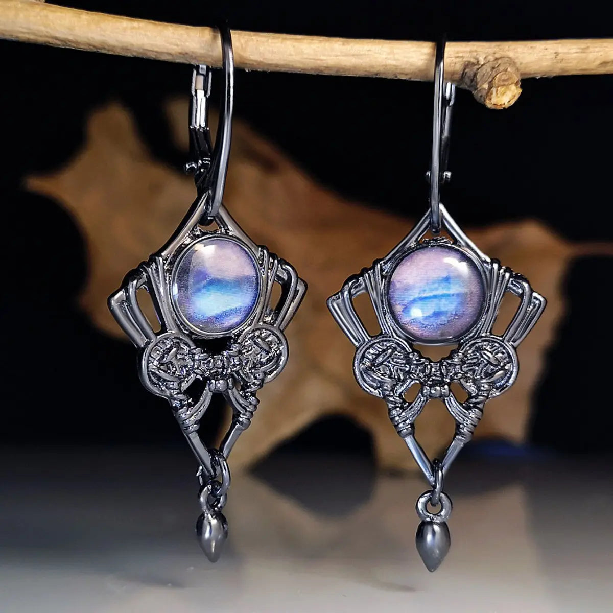 Turquoise Earrings Geometric Moonstone Drop-Jewearrings