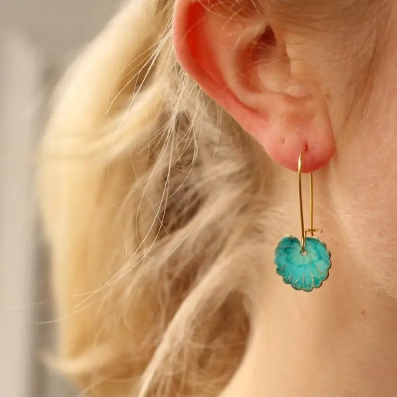 Turquoise Earrings Green Leaf Earrings-Jewearrings