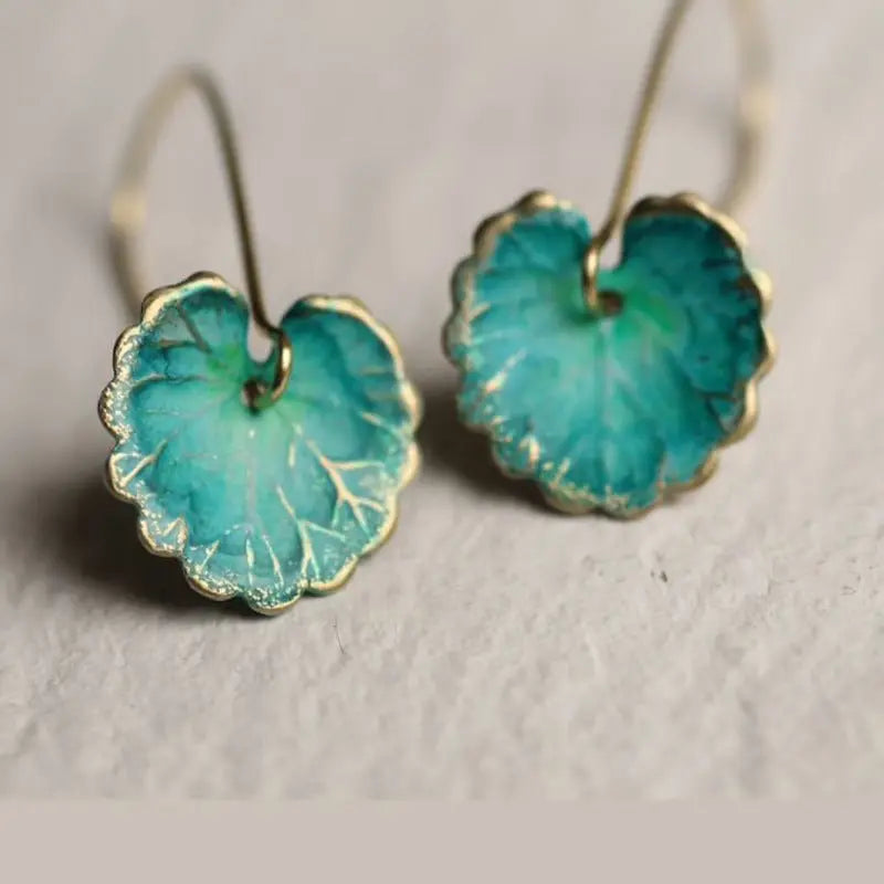 Turquoise Earrings Green Leaf Earrings-Jewearrings