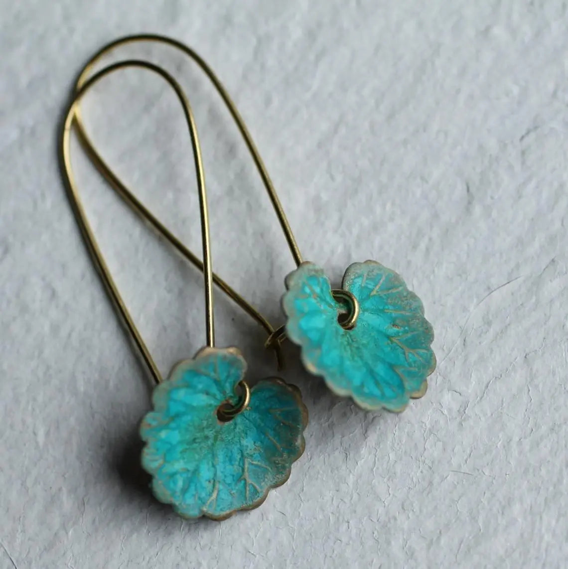 Turquoise Earrings Green Leaf Earrings-Jewearrings