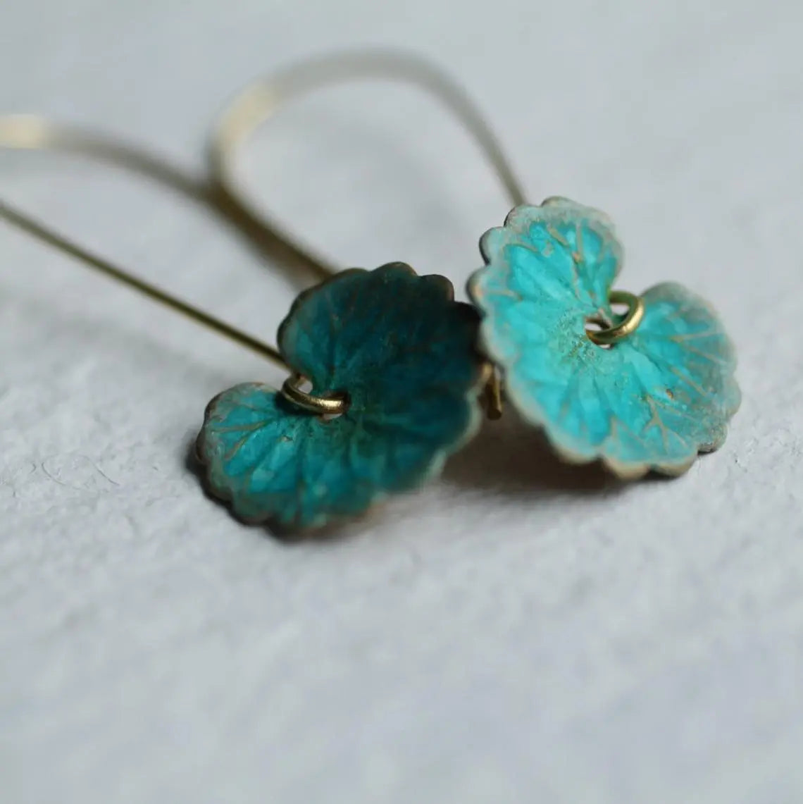 Turquoise Earrings Green Leaf Earrings-Jewearrings